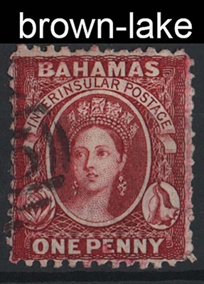 bahamas-1863-1d-brown-lake-wmk-crown-cc-perf-12-fu-perfs-as-scan-sg20-c70