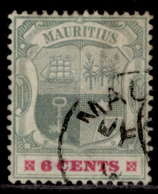 mauritius-qv-sg131-6c-green-rose-red-fine-used