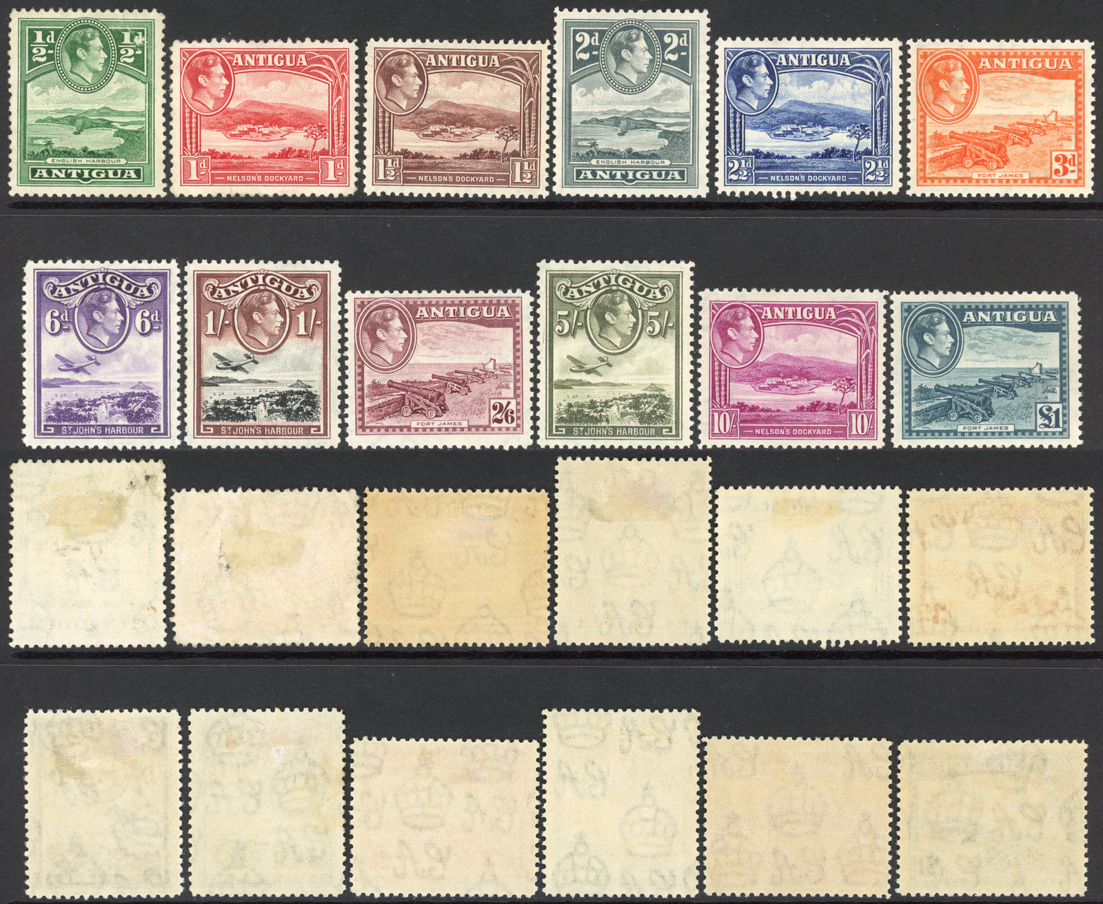 antigua-sg98-109-kgvi-set-of-12-wmk-mult-script-ca-m-m