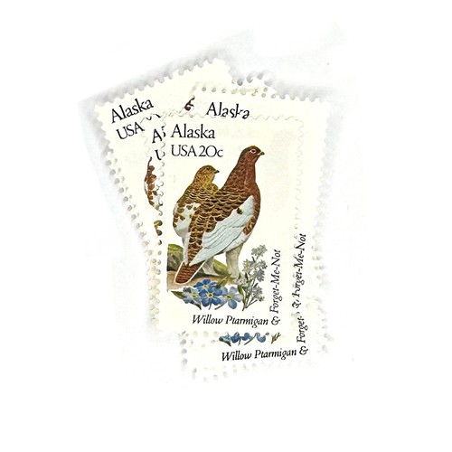 10-x-alaska-20-cent-ptarmigan-and-forget-me-not-state-birds-unused-1982-stamps