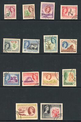 southern-rhodesia-sg78-90-set-of-14-fine-used-on-small-pieces-cat-130-pounds