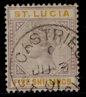 st-lucia-qv-sg51-5s-dull-mauve-orange-fine-used-cat-160-cds