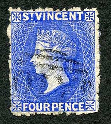 st-vincent-sg38-4d-bright-blue-wmk-star-perf-11-to-12-5-fine-used-cat-120-pounds
