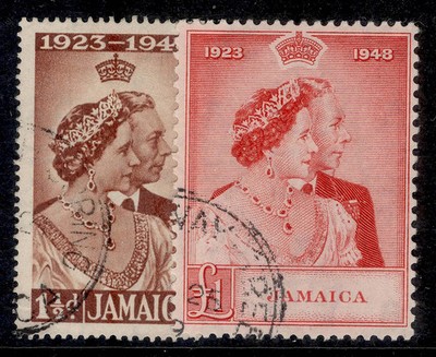 jamaica-gvi-sg143-144-1948-royal-silver-wedding-set-fine-used-cat-75