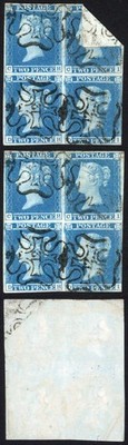 1841-2d-blue-ch-di-block-of-4-with-12-in-cross-with-a-great-paper-fold