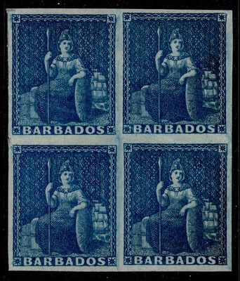 barbados-qv-sg4-1d-deep-blue-vlh-mint-cat-180-1852-5-4d-deep-blue-block-x4