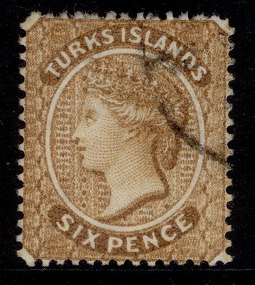 turks-caicos-islands-qv-sg59-6d-yellow-brown-fine-used