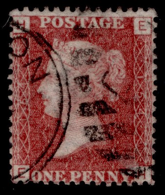 gb-qv-sg43-1d-rose-red-plate-154-fine-used-eh