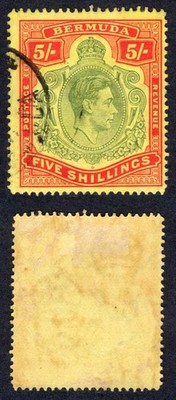 bermuda-sg118b-5-dull-yellow-green-and-red-yellow-line-perf-cds-cat-35-pounds