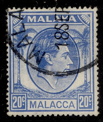 malaysia-malacca-gvi-sg11a-20c-bright-blue-fine-used