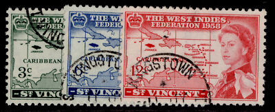 st-vincent-qeii-sg201-203-1958-caribbean-set-fine-used