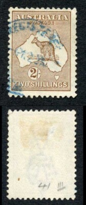 australia-sg41-2-brown-kangaroo-wmk-3rd-crown-inverted-blue-cancel