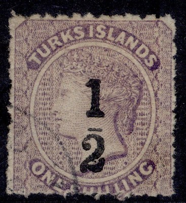 turks-caicos-islands-qv-sg14-on-1s-lilac-used-cat-275