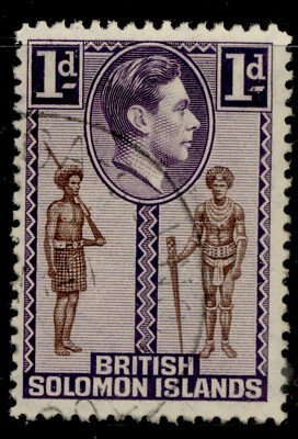 british-solomon-islands-gvi-sg61-1d-brown-and-deep-violet-fine-used