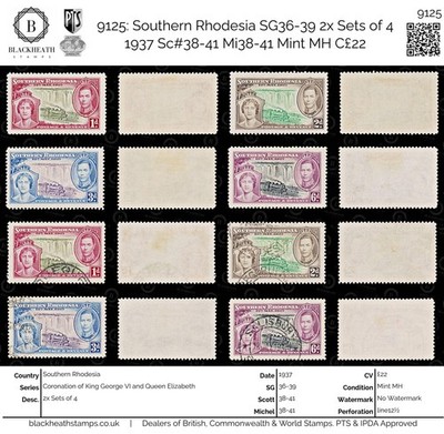 9125-southern-rhodesia-sg36-39-2x-sets-of-4-1937-sc-38-41-mi38-41-mint-mh-c22
