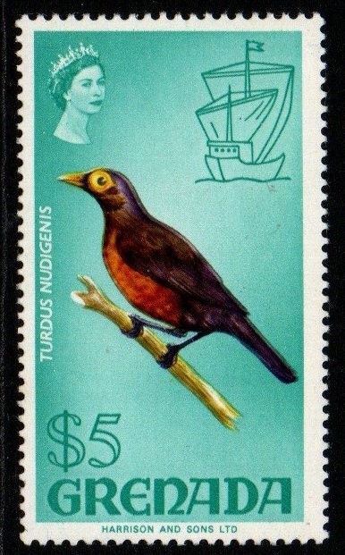 grenada-sg321-1968-5-bird-definitive-mnh