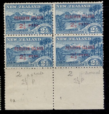 penrhyn-island-edvii-sg1-1a-2d-blue-p-spaced-in-block-m-mint-cat-112