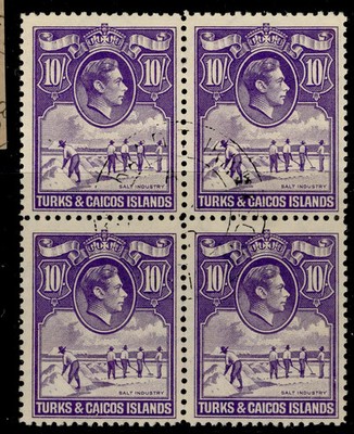 turks-caicos-gvi-sg205-10s-bright-violet-fine-used-cat-60-block-x4