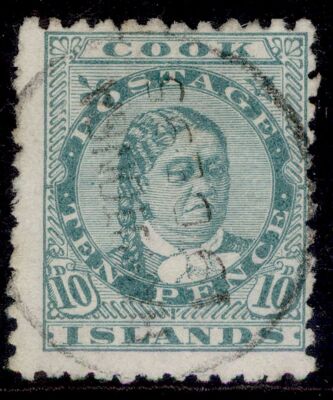 cook-islands-qv-sg10-10d-green-fine-used-cat-50-cds