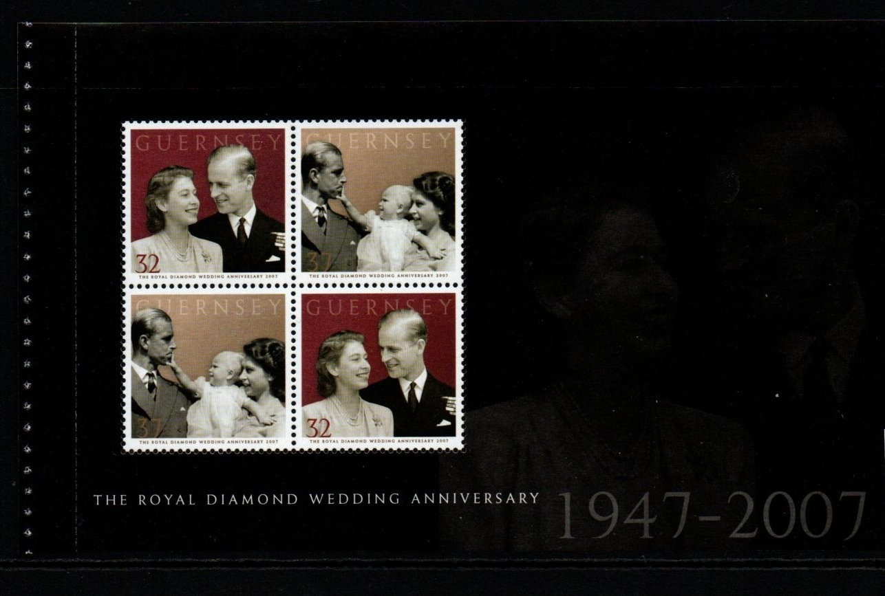 guernsey-sg1174a-2007-diamond-wedding-booklet-pane-mnh