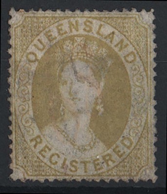 queensland-1864-6d-registered-olive-yellow-wmk-small-star-clean-cut-perf