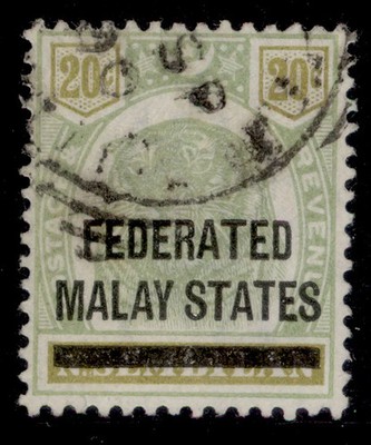 malaysia-federated-malay-qv-sg6-20c-green-olive-used-cat-150