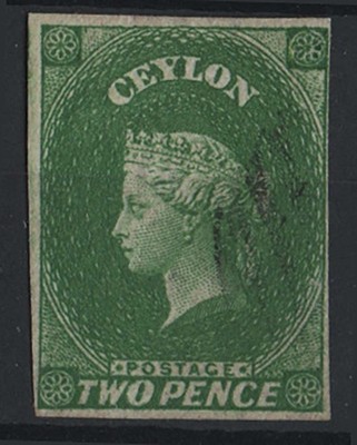 ceylon-1857-2d-yellowish-green-imperf-vfu-small-part-light-cancel