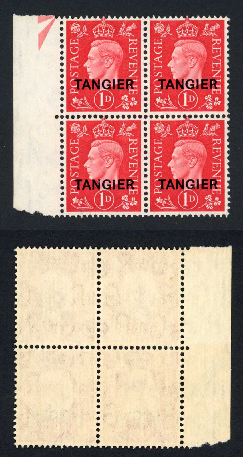 tangier-sg246-kgv-1d-scarlet-u-m-block-of-four-cat-108-pounds