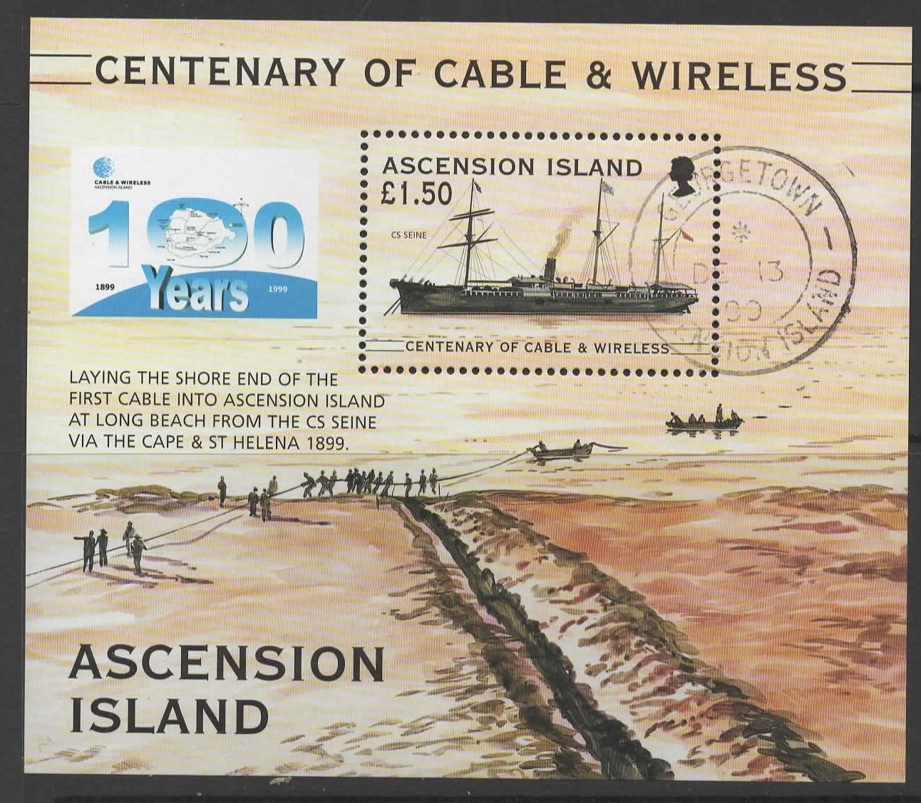 ascension-sgms794-1999-centenary-of-cable-wireless-used