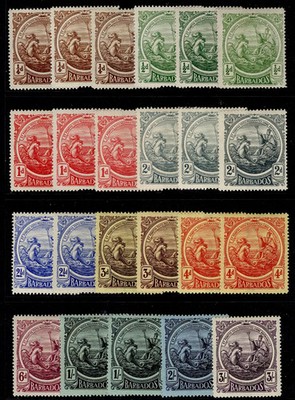 barbados-gv-sg181-191-1916-19-set-listed-unlisted-shades-m-mint-cat-350
