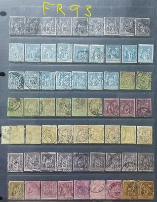 france-1877-pax-mercur-type-ii-u-n-selection-dup-col-vars-used-fr93