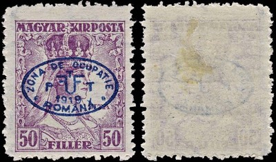3853-romanian-occ-of-debrecen-mi42-sc-2n32-sg38-1919-50f-purple-blue-overpri