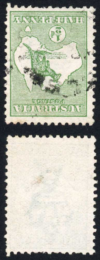 australia-sg1bw-1-2d-kangaroo-wmk-1st-crown-inverted-used