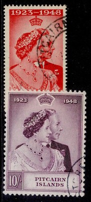 pitcairn-islands-gvi-sg11-12-1949-royal-silver-wedding-set-fine-used-cat-51
