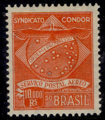 brazil-condor-1927-10-000r-orange-vermilion-scott-1cl7-lh-mint-cat-27-50