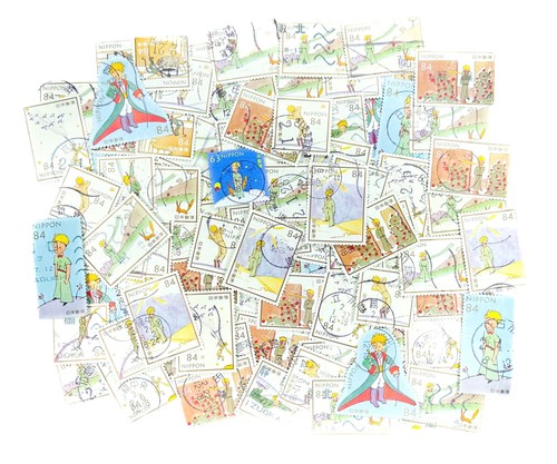 100-x-heavily-cancelled-little-petite-prince-used-japanese-postage-stamps