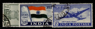 india-gvi-sg301-303-1947-independence-set-fine-used