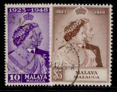 malaysia-malacca-gvi-sg1-2-1949-royal-silver-wedding-set-fine-used-cat-52