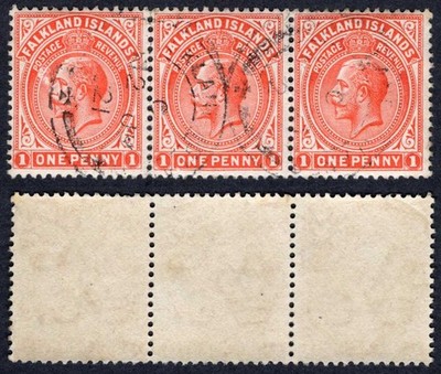 falkland-is-sg61-1d-orange-vermilion-thick-paper-wmk-mult-ca-strip