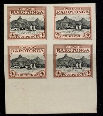 cook-islands-gv-sg-1927-4d-black-brown-proof-no-wmk-imperf-no-gum