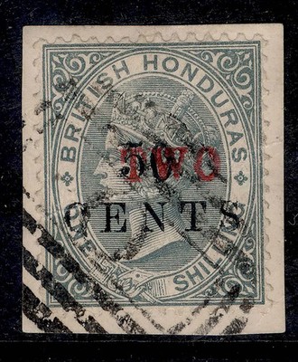 british-honduras-qv-sg35-two-on-50c-on-1s-grey-used-cat-110-on-piece