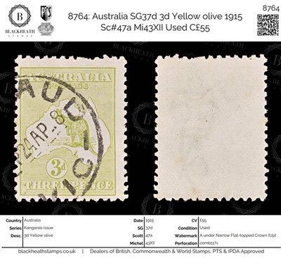 8764-australia-sg37d-3d-yellow-olive-1915-sc-47a-mi43xii-used-c55