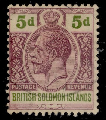 british-solomon-islands-gv-sg30-5d-dull-purple-olive-green-fine-used-cat-38