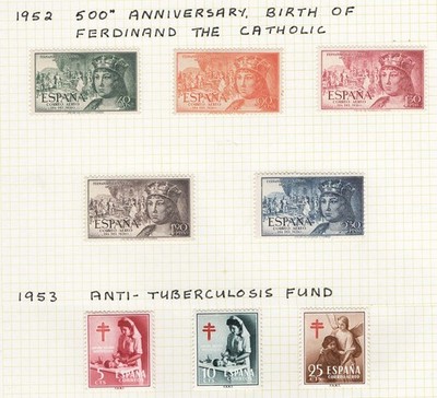 spain-1952-ferdinand-and-1953-anti-tb-sets-f-mint-sg1178-1186-c35