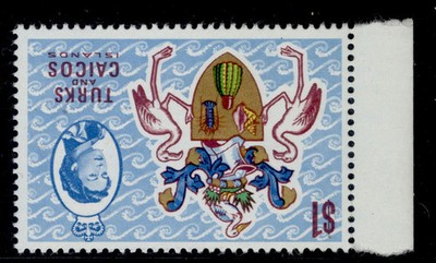 turks-caicos-qeii-sg281w-1s-maroon-turquoise-nh-mint-wmk-inverted