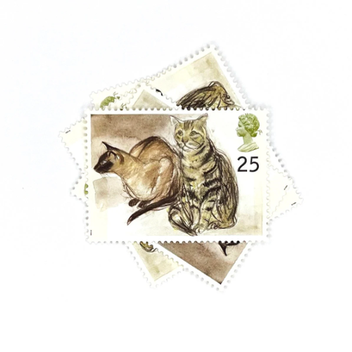 5-x-siamese-and-tabby-cats-25p-1995-unused-gb-mint-mnh-cute-stamps