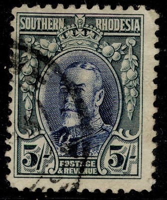 southern-rhodesia-gv-sg27-5s-blue-blue-green-fine-used-cat-70