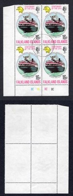 falkland-is-sg303-centenary-of-the-upu-white-patch-on-queens-head-in-cds-block