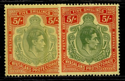 nyasaland-protectorate-gvi-sg141-141a-5s-shades-varieties-m-mint-cat-150