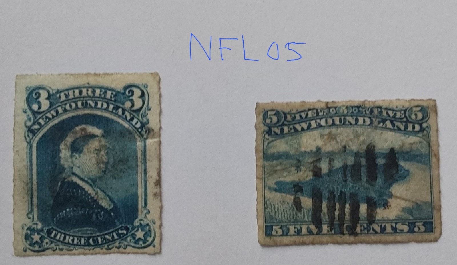 newfoundland-1876-3c-blue-5c-blue-seal-rouletted-used-nfl05